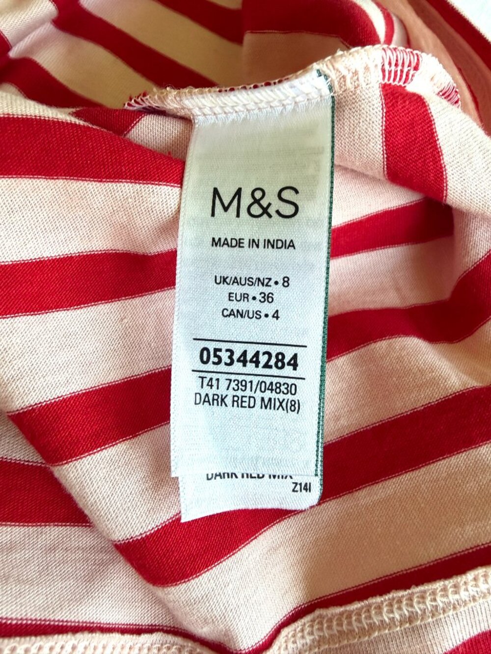 Marks & Spencer Pure Cotton Striped Tee - Picture 8 of 9